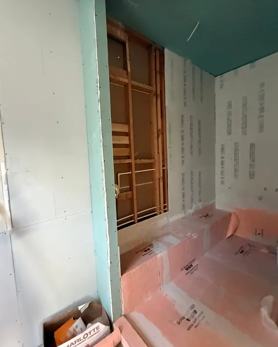 Before: Bathroom with freestanding tub & walk-in shower