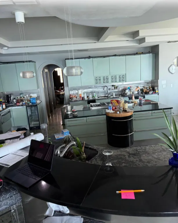 Before: Kitchen with round island